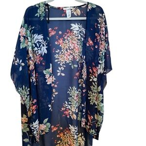 Emory Park Navy Floral Kimono 2XL